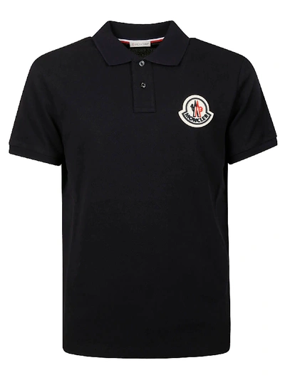 Shop Moncler Logo Patch Polo Shirt In Black