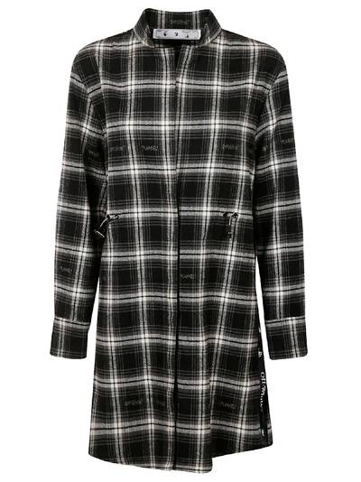 Shop Off-white Check Coulisse Dress In Black