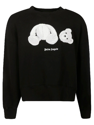 Shop Palm Angels Ice Bear Crew Neck Sweatshirt In Black/white