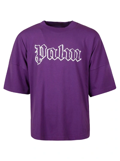 Shop Palm Angels Blank Logo Oversized T-shirt In Purple