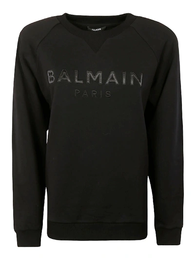 Shop Balmain Logo Patch Pullover In Black