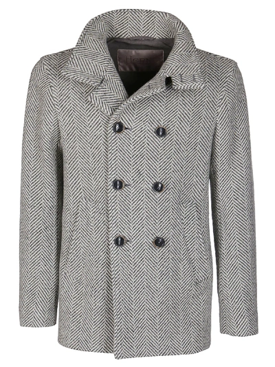 Shop Herno Grey Virgin Wool Blend Coat In White Grey