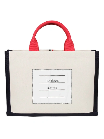 Shop Thom Browne Squared Tote In Off-white