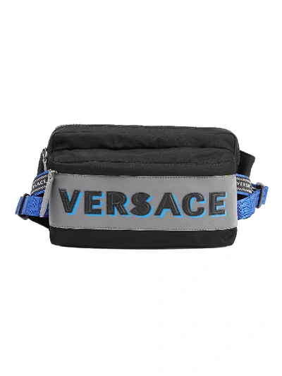Shop Versace Belt Bag In E Black/bluette/rutenium