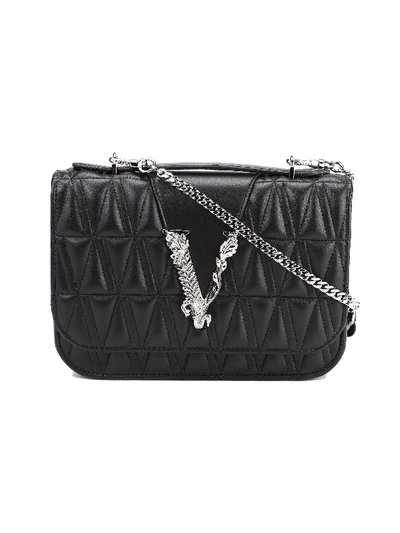 Shop Versace Shoulder Bag Virtus In P Black/palladium