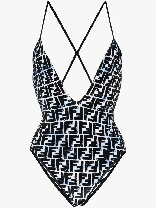 Fendi X Joshua Vides Ff Print Swimsuit In Blue | ModeSens