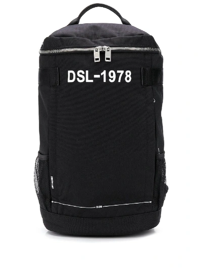 Shop Diesel Pieve Logo-print Cylindrical Backpack In Black