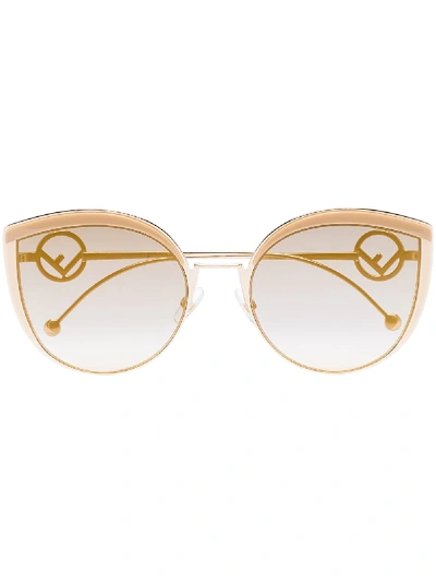 Shop Fendi F Is  Cat-eye Sunglasses In Gold