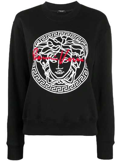Shop Versace Medusa Print Gv Sweatshirt In Black