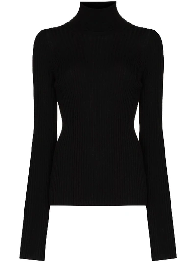 Shop Maison Margiela Ribbed Wool Knit Sweater In 900 Black