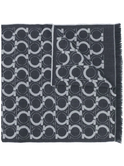 Shop Ferragamo Gancio Knit Scarf In Grey