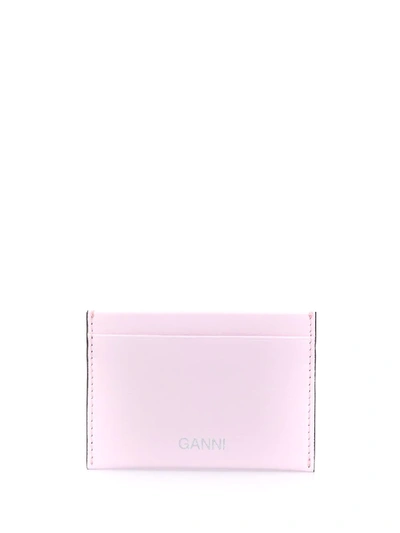 Shop Ganni Logo-print Cardholder In Pink