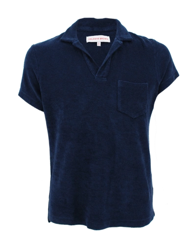 Shop Orlebar Brown Navy Terry Toweling Polo