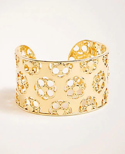 Shop Ann Taylor Clover Cutout Cuff Bracelet In Gold