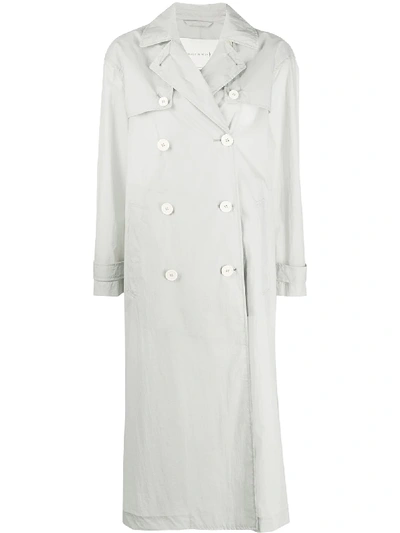 Shop Mackintosh Double-breasted Trench Coat In Grey