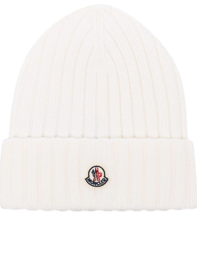 Shop Moncler Ribbed-knit Virgin Wool In White