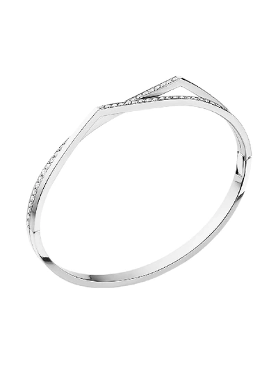 Shop Repossi 18kt White Gold Antifer Diamond Bangle In Silver