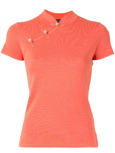 Shop Shanghai Tang Mandarin Knitted Top In Pink