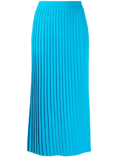 Shop Balenciaga Pleated Mid-length Skirt In Blue