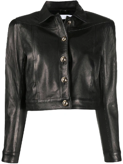 Shop Iro Cropped Leather Jacket In Black