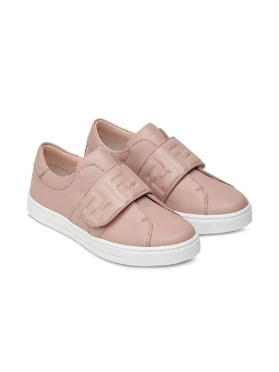 Shop Fendi Logo Strap Sneakers In Pink