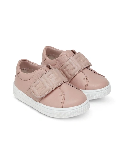 Shop Fendi Ff Strap Sneakers In Pink