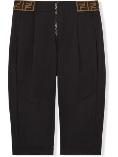 Shop Fendi Ff Waistband Trousers In Black