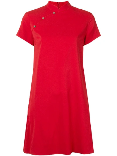 Shop Shanghai Tang Qipao Ruffle Mini Dress In Red