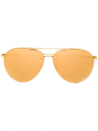 Shop Linda Farrow Gold-tone Aviator Sunglasses