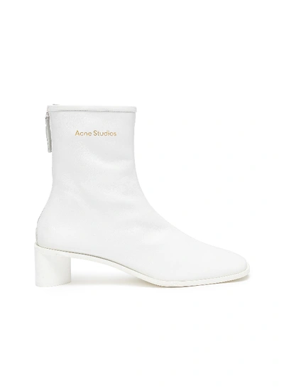Shop Acne Studios Square Toe Leather Boots In White