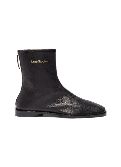 Shop Acne Studios Square Toe Leather Boots In Black
