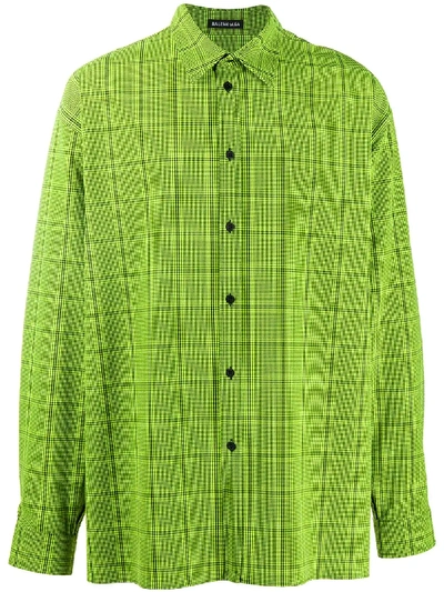 Shop Balenciaga Checked Shirt In Yellow