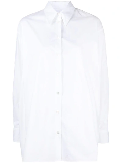 Shop Mm6 Maison Margiela Pointed Collar Buttoned Shirt In White