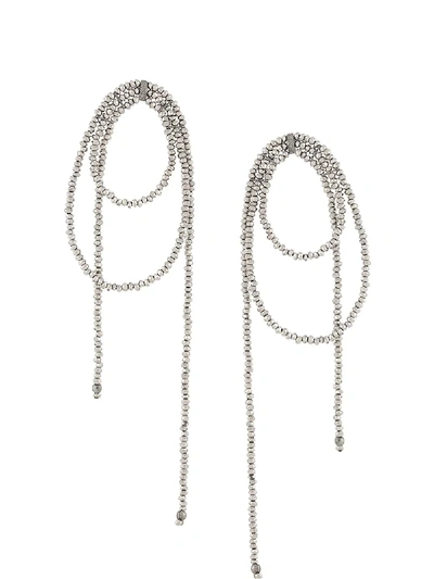 Shop Brunello Cucinelli Beaded Drop Earrings In Metallic