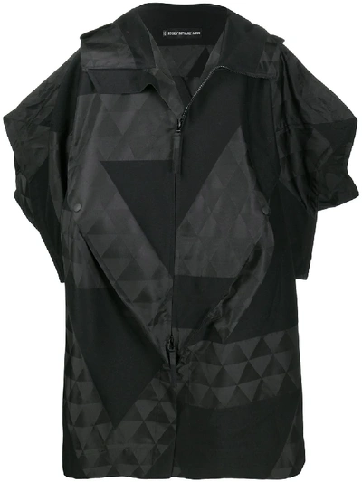 Shop Issey Miyake Geometric Print Zipped Coat In Black