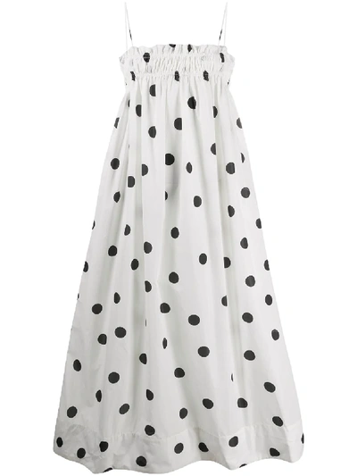 Shop Ganni Polka Dot Tent Dress In White