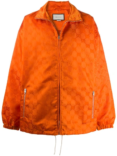 Shop Gucci Off The Grid Gg Zip Jacket In Orange