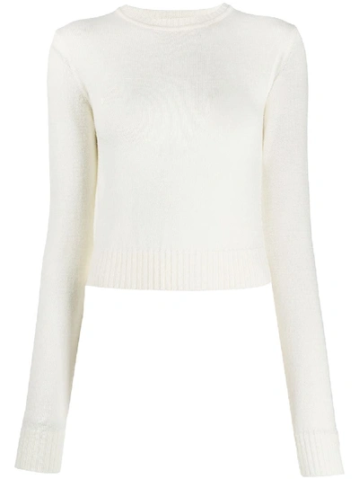 Shop Jil Sander Cropped Wool Knit Jumper In White