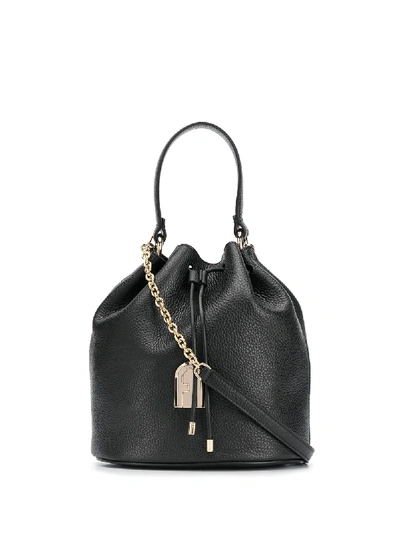 Shop Furla Sleek Chain-strap Bucket Bag In Black
