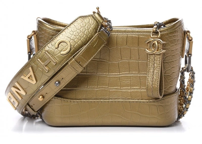 Pre-owned Chanel Gabrielle Hobo Bag Crocodile Emobssed Calfskin