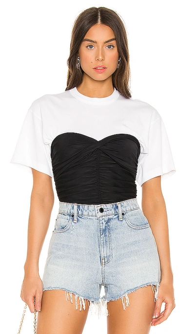 Shop Alexander Wang T Ruched Bodycon Top In Black & White