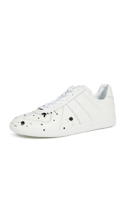 Shop Maison Margiela Pollock Grainy Leather Sneakers In White/black