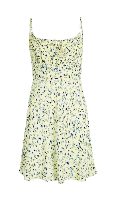 Shop Astr Chalet Dress In Lemon Cobalt Floral