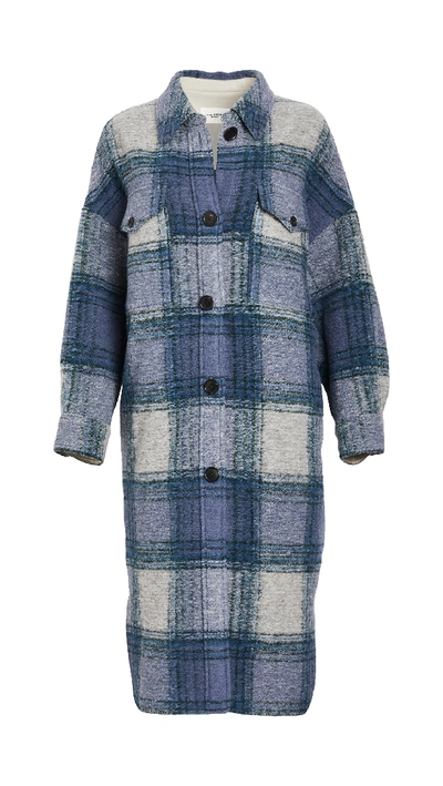 Shop Isabel Marant Étoile Gabrion Coat In Greyish Blue