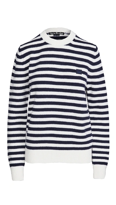 Shop Acne Studios Kalon Stripe Face Knitwear In Navy/white