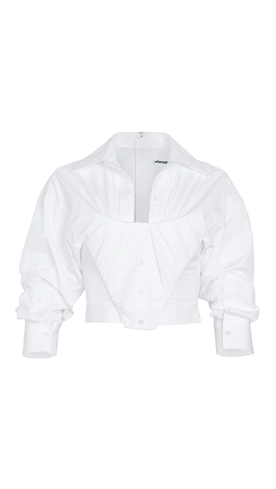 Shop Alexander Wang Tucked Bustier Top With Sleeves In White