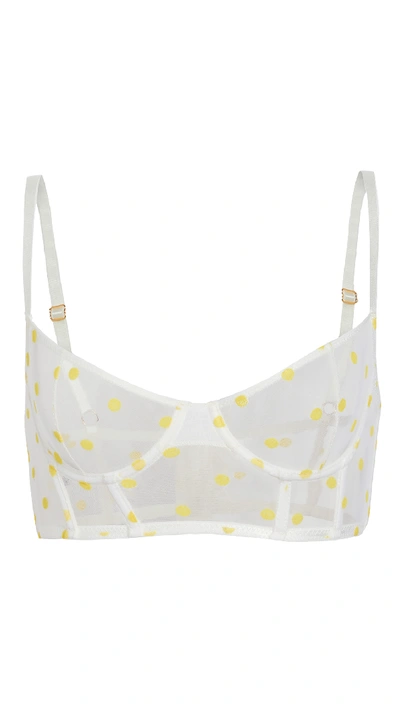 Shop Le Petit Trou Paula Corset Bra In White/yellow