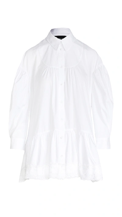 Shop Simone Rocha Short Gathered Shirt In White