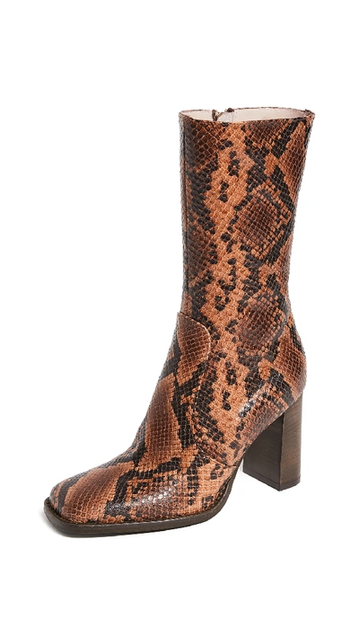 Shop Brother Vellies Lauryn Stamped Snake Boots In Fieldfire