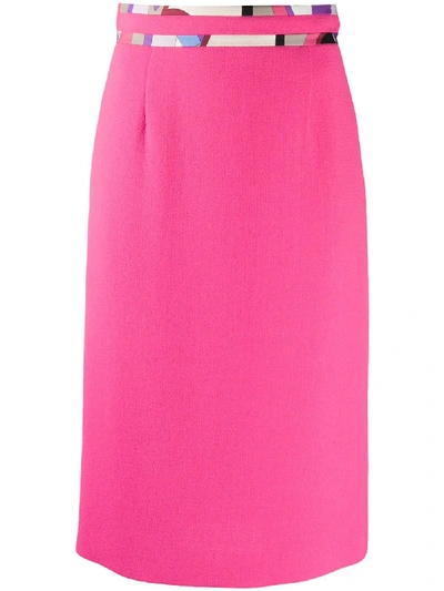 Shop Emilio Pucci Abstract-print Detail Pencil Skirt In Pink